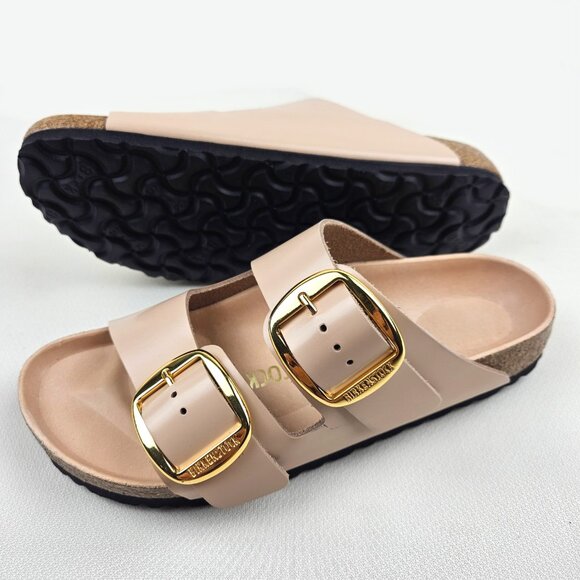 Birkenstock Arizona Big Buckle High Shine Sandals New Beige NARROW EU 38 / US 7 - Picture 5 of 7